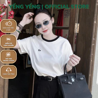 ANU781 - SET 3 ÁO THUN NỮ THÊU CHERRY kẻ trắng đỏ