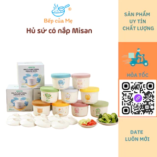 Bát,hủ đựng thức ăn cho bé bằng sứ cao cấp nắp silicone có vạch chia 230ml Misan, Shop Bếp Của Mẹ