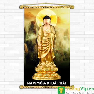 Tranh Liễn Phật Giáo - Phật A Di Đà 01 - Vải Canvas Cao Cấp