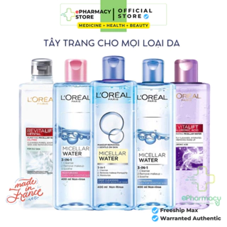 Nước tẩy trang cho mọi loại da L'Oreal Paris 3-in-1 Micellar Water 400ml