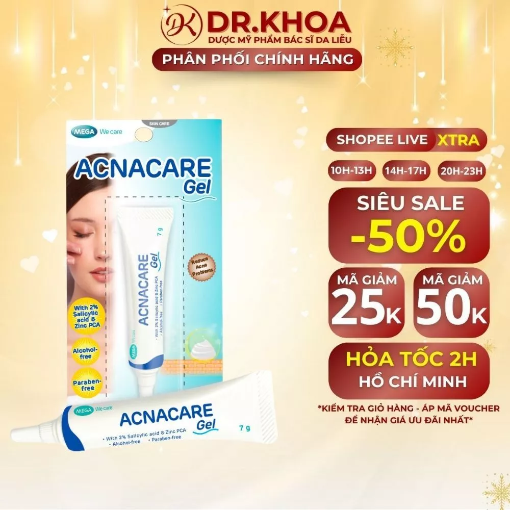 Gel giảm mụn, giảm nhờn, sạch tế bào chết, mềm da - ACNACARE GEL Mega We Care (7g) | CHÍNH HÃNG