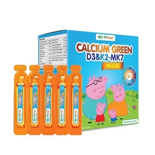 Siro Ống Calcium Green D3 K2 MK7 Giúp Bổ Sung Canxi Hữu Cơ Cho Mẹ Bầu Và Em Bé, Giúp Xương Răng Chắc Khỏe. Hộp 20 Ống