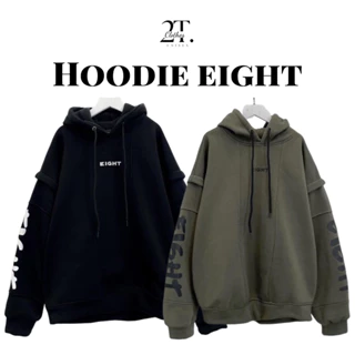 Áo Hoodie Nỉ Lót Bông Tay Nối EIGHT Form Rộng Unisex