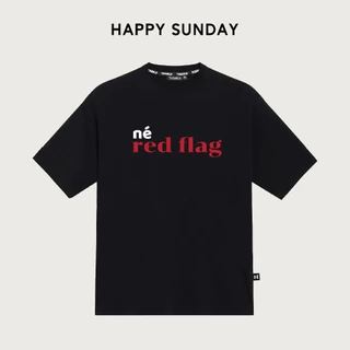 Áo thun Local Brand Happy Sunday In Chữ Né Red Flag Form Rộng Unisex