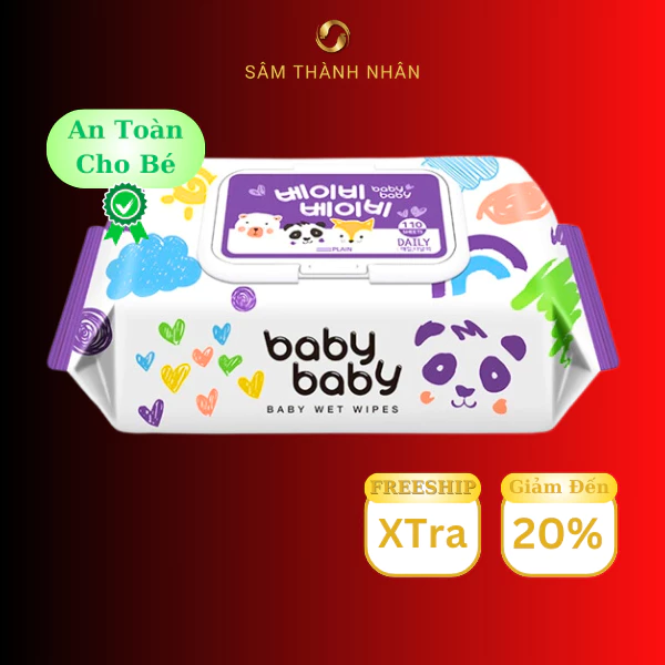 Khăn Ướt Hàn Quốc An Toàn Cho Bé BABY BABY TWINKLE Màu Tím 120 Miếng