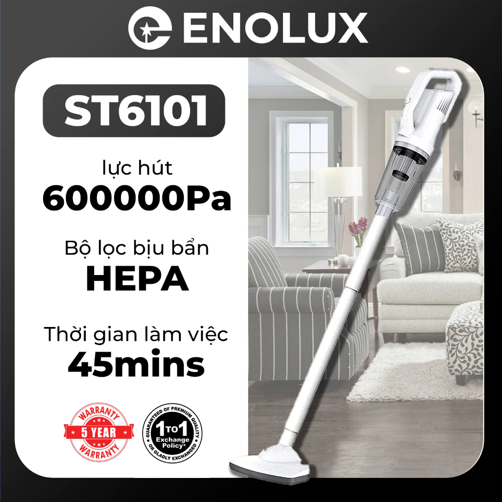 ENOLUX KHUYẾN MÃI 2024 ST6101 PRO Máy Hút Bụi Ô Tô Sạc Không Dây Máy Hút Bụi Cầm Tay Khô & Ướt BẢO HÀNH 5 NĂM