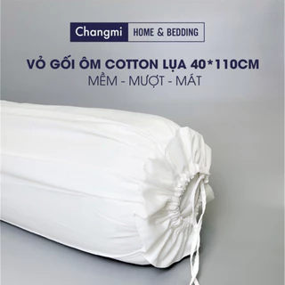 Vỏ Gối Ôm trắng trơn 100% Cotton lụa tự nhiên Changmi Home - 40 x 110 cm (1 chiếc)