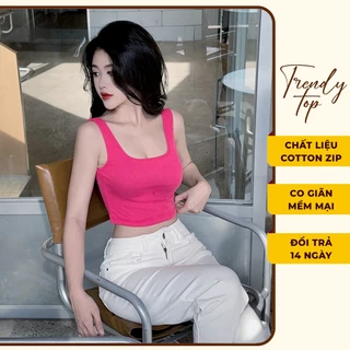 Áo croptop nữ hai dây bản to chất liệu thun gân bo gấu năng động, CTWOMEN