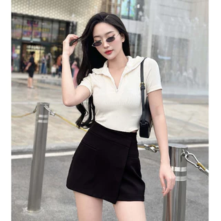 Áo polo nữ - Áo croptop có cổ bó sát tôn dáng AT45, CTWOMEN