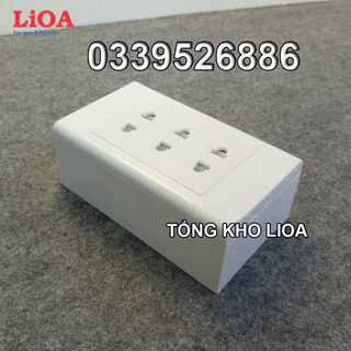 Combo ổ cắm điện ba 2 chấu LiOA 16A 3520W - Lắp nổi