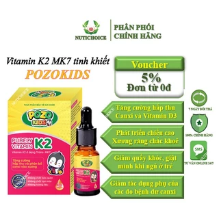 Siro nhỏ giọt Vitamin K2 MK7 tinh khiết Pozokids tăng hấp thụ Canxi và D3 hỗ trợ tăng chiều cao, xương răng chắc khoẻ