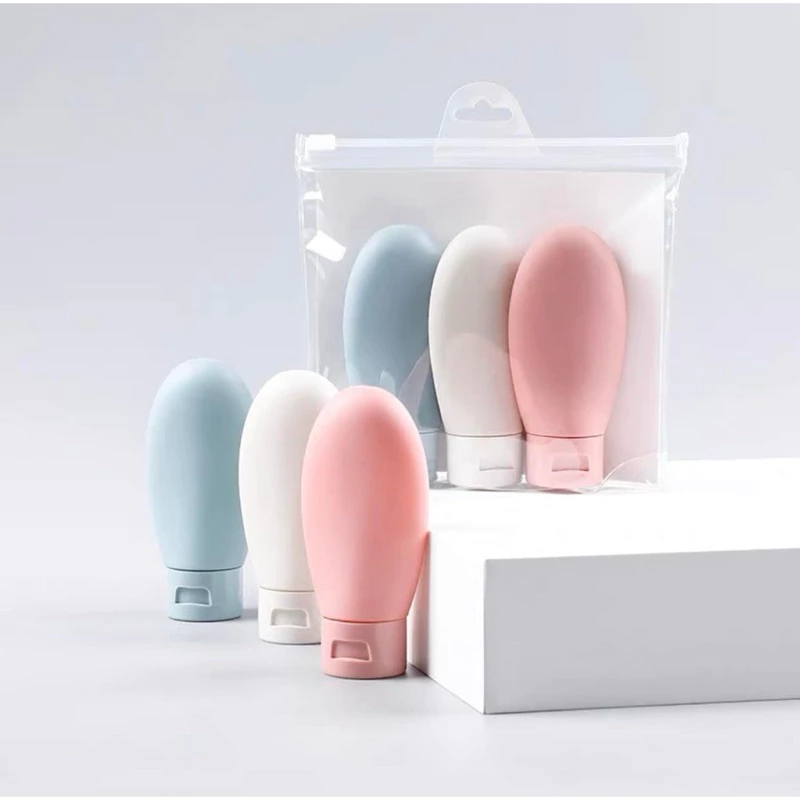 Set 3 Lọ chiết mỹ phẩm, dầu gội, sữa tắm mang đi du lịch siêu tiện lợi kèm túi zip dung tích 60ml