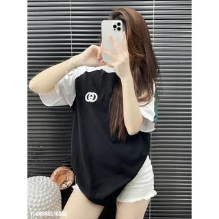 Áo Phông Nam Nữ Premium Cotton Dệt Logo GC Phối Ngực _ Áo Thun Nam Nữ Unisex From Rộng Siêu Hott Trend 2024