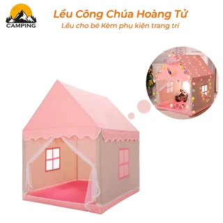 Lều công chúa hoàng tử hình ngôi nhà, lều cho bé tặng kèm phụ kiện trang trí.