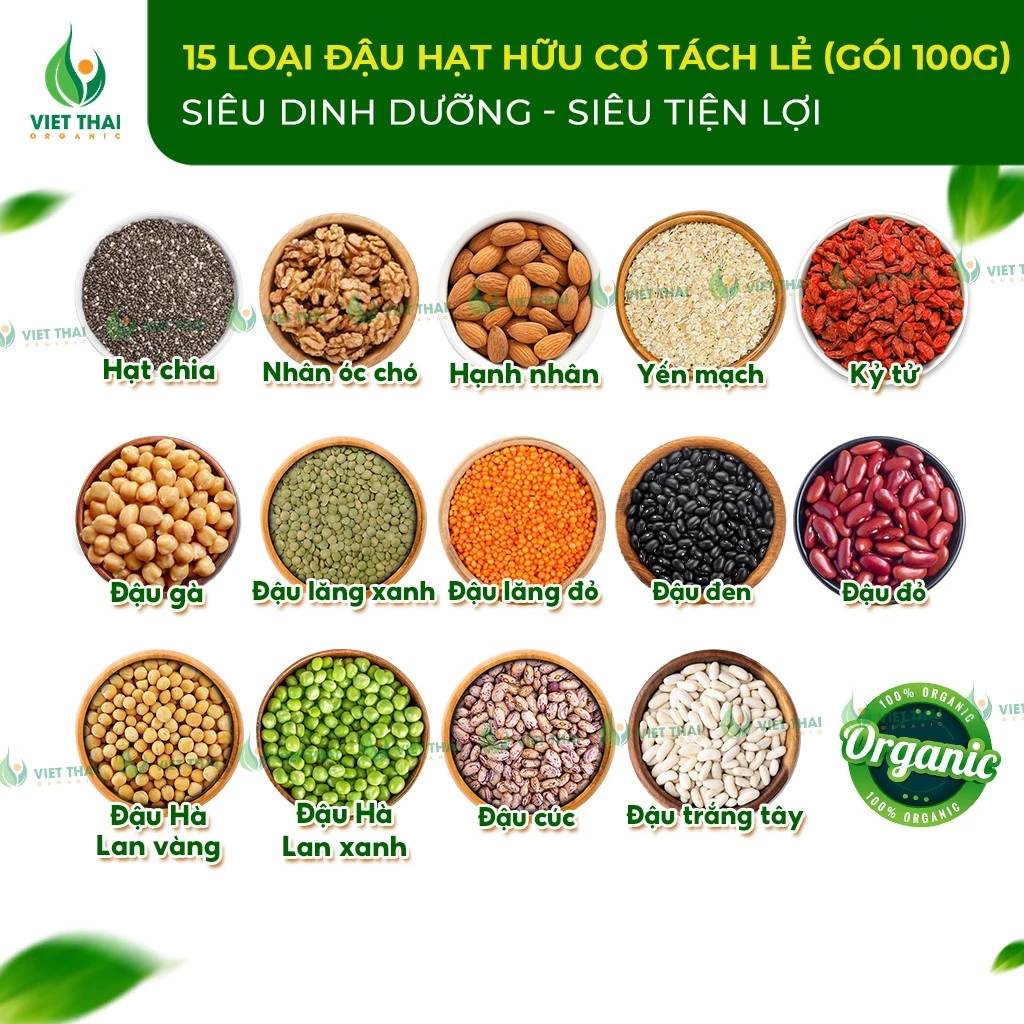 15 LOẠI Hạt Hữu Cơ Tách Nhỏ Cho Bé Ăn Dặm - Thực Đơn Cho Bé Ăn Dặm 6 tháng/ 7 tháng/ 8 tháng/ 9 tháng/ 10 tháng/ 1 tuổi