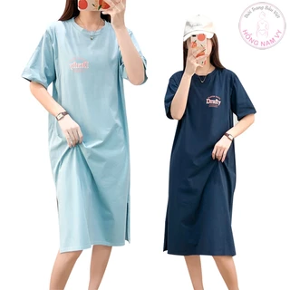 Đầm bầu và cho bé bú HỒNG NAM VY dáng suông cotton dày đẹp