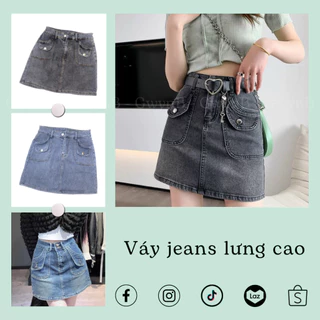 [HOT] VÁY JEANS LƯNG CAO