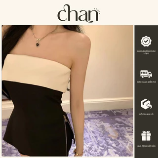 Áo quây nữ chất thun lạnh ôm body phối khoá kéo xẻ phong cách retro hot trend M41