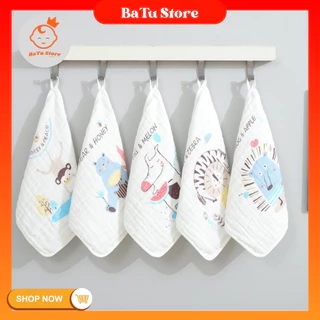 (Set 5) Khăn sữa cho bé xô 6 lớp mền mịn 30x30cm hàng cao cấp nhiều họa tiết xinh xắn