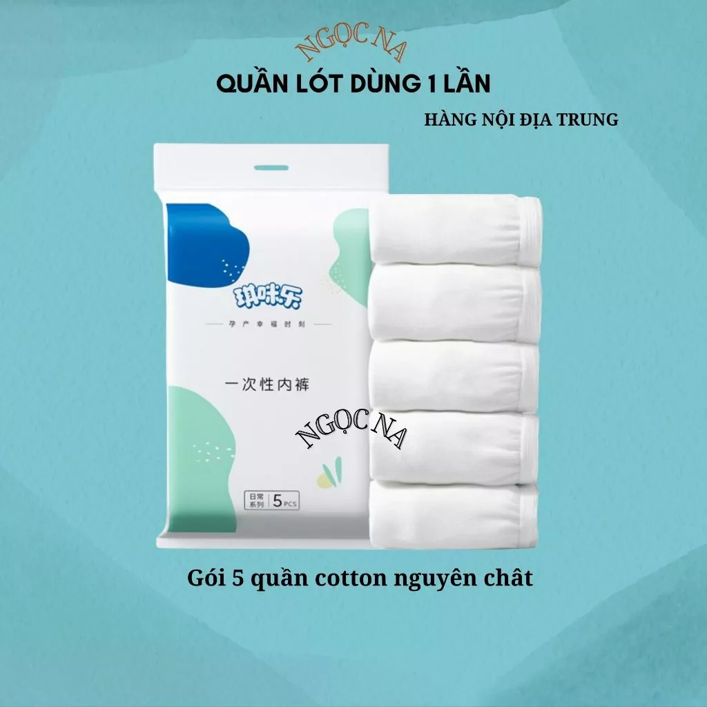 Quần lót dùng 1 lần chất liệu Cotton cao cấp đáy quần kháng khuẩn hộp 5 quần đủ size