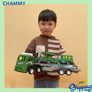 Xe ô tô chở ô tô CHAMMY set xe đồ chơi chở cát, ben, cảnh sát, police cho bé