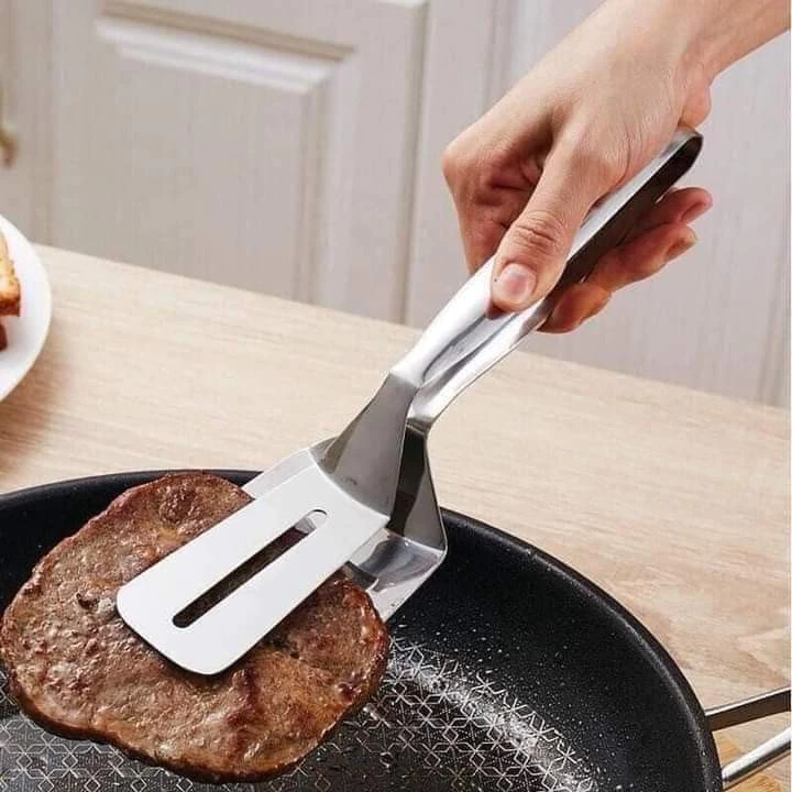 Kẹp Gắp Thức Ăn, Gắp Cá, Lật Thịt Nướng, Đồ Chiên Rán Đa Năng Bằng Inox .Dài 26cm