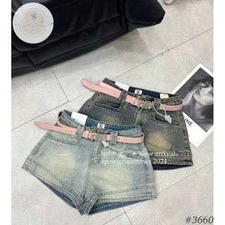 Quần short Jean ngắn kèm đai MIUUU QC cao cấp