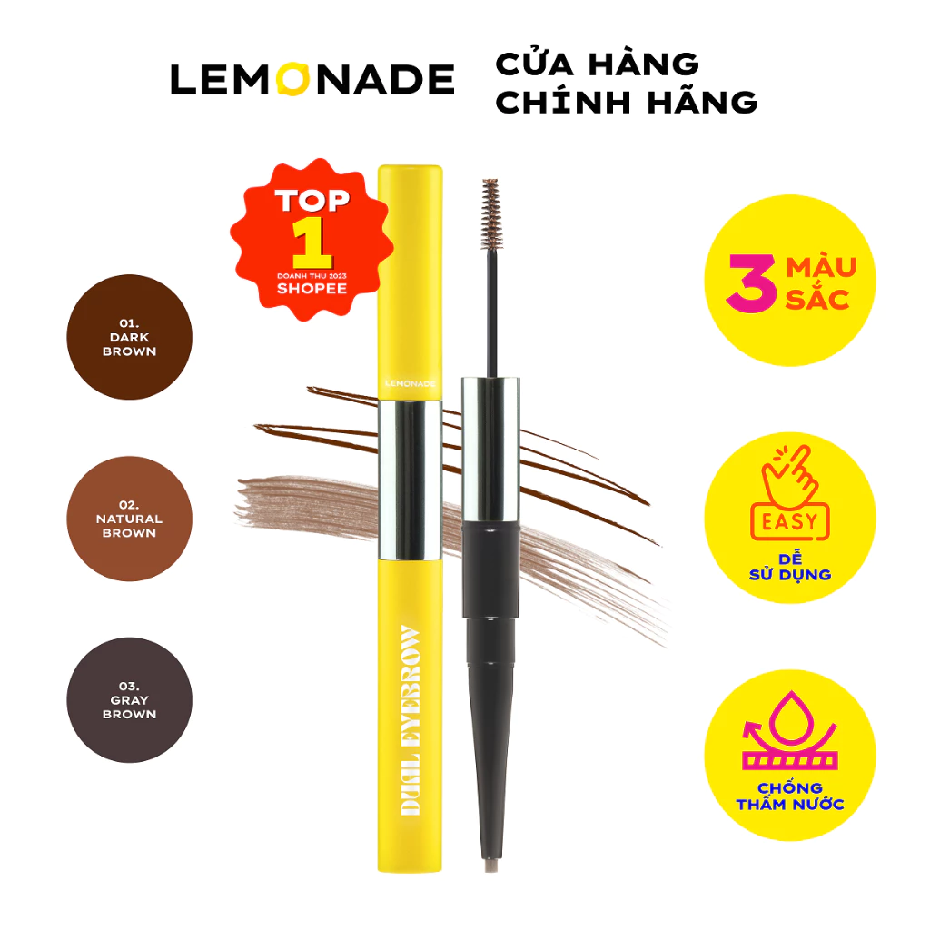 Chì kẻ mày 2 đầu Lemonade Dual Eyebrow 2.75g