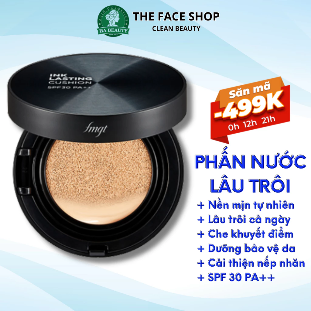 Phấn nước trang điểm lâu trôi che phủ tốt khuyết điểm hàn quốc The Face Shop fmgt Ink Lasting Cushion 15g SPF30 PA++