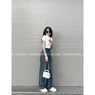 Quần jeans suông cạp tua rua