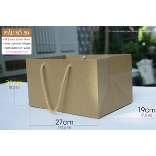 25 cái - Túi giấy kraft đựng hộp thức ăn lớn, hộp thực phẩm = Túi số 39 (Paper bag for food boxs)