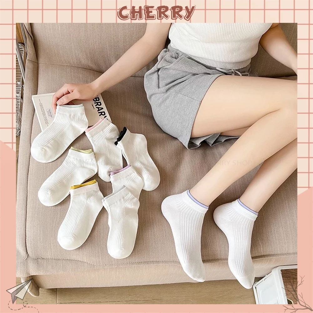 Tất cổ ngắn nữ chất vải cotton mềm mịn, vớ Hàn Quốc dễ thương - Cherry Shop