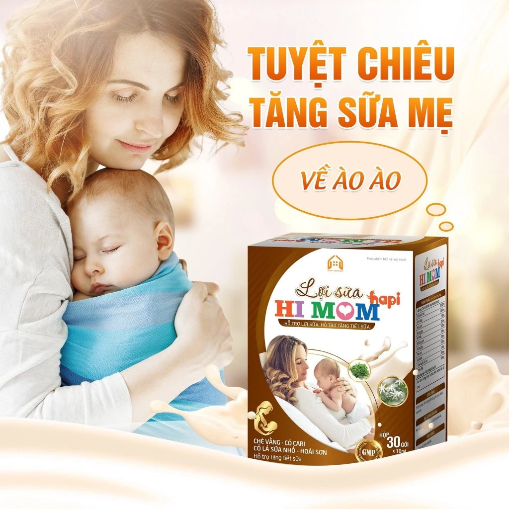 HI MOM Lợi Sữa Hapi - Giúp Gọi Sữa Về, Mát Sữa, Thông Tắc Tuyến Giảm Nguy Cơ Tắc Tuyến Sữa, Áp Xe Hạn Chế Tắc Sữa