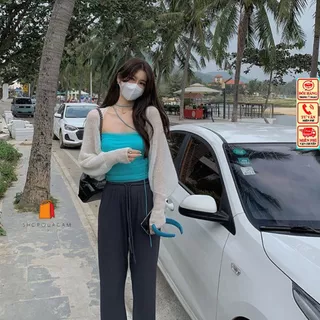 Áo Cadigan Croptop Nữ, Áo Khoác Mỏng Dài Tay Len Đan Dệt Kim Thoáng Mát Trơn Basic Phong Cách Hàn Quốc Hàng Qccc Shopcam