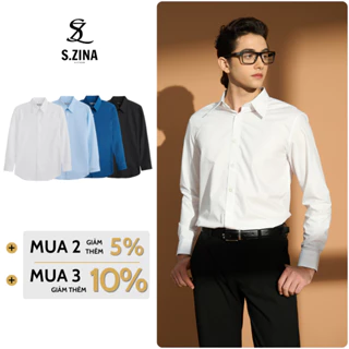 Áo Sơ Mi Dài Tay Slim Label Narrow Point Collar, Áo Sơ Mi Nam Cổ Đứng Cao Cấp, Form Ôm Vừa Thoải Mái, Dễ Phối Đồ- SZ0001