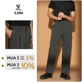 Quần Tây SideTab Lightly Active Label Wide-Leg, Quần Âu Nam Công Sở Xếp Ly Ống Rộng, Vải Co Giãn Mặc Hàng Ngày - SZN0008