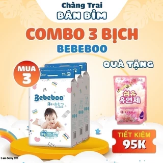 [ Combo 3 Bịch + Quà ] Tã Bỉm Dán Bebeboo Nhật Bản size NB80,S70,M60,L50 siêu thấm hút, siêu mềm mịn, chống tràn