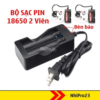 Bộ sạc 2 pin lithium 18650 3.7v có đèn báo pin riêng biệt