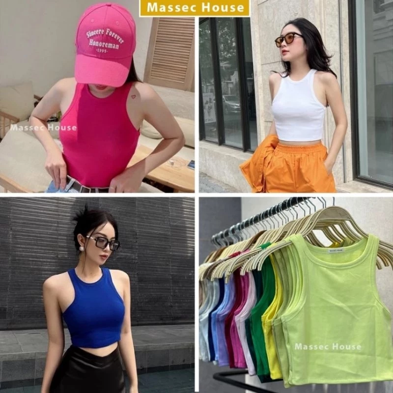 ÁO KIỂU CROPTOP BA LỖ TRƠN TĂM  SÁT NÁCH THUN GÂN XINH ĐẸP