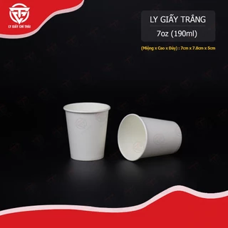 SET 50c Ly Giấy 7oz 190ml Trắng dành cho uống cafe nóng, trà đá, nước uống văn phòng.