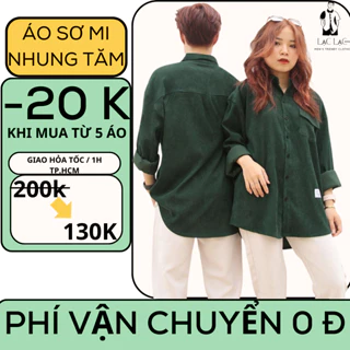 Áo sơ mi nhung tăm nam nữ dạng đơn giản , chất liệu nhung tăm dày dặn , from đứng thích hợp mặc đi học , đi chơi