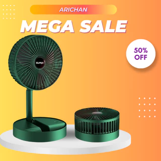 Quạt tích điện để bàn mini Super gấp gọn có thể kéo dài 3 tốc độ gió xoay 360 cổng sạc usb tiện dụng, bảo hành 12 tháng