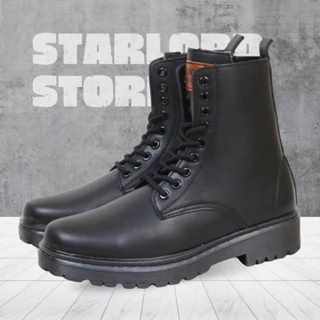 Giày combat boot nam nữ SL1032 StarLord màu đen da cao cấp có khâu đế