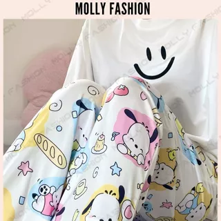 QUẦN DÀI BÁNH MÌ Unisex DƯỚI 62kg ❤️ Quần dài thun lạnh hoạt hình mặc nhà nam nữ form rộng Freesize Molly Fashion