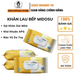 Khăn Ướt Lau Bếp Midosu Kiko Gói 80 Tờ Khử Khuẩn Không Độc Hại An Toàn Cho Da Tay