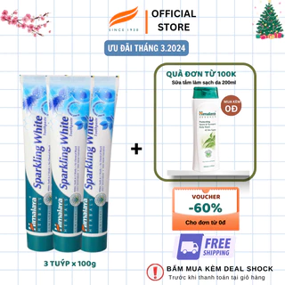 Set 3 kem đánh răng trắng sáng sau 2 tuần Himalaya Sparkling White 100g/ sản phẩm