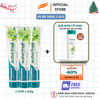 Set 3 kem đánh răng giúp hơi thở thơm mát Himalaya Active Fresh 100g/ sản phẩm