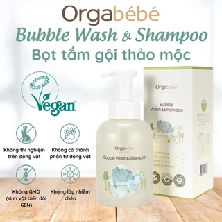 Sữa tắm gội Orgabebe thảo mộc hữu cơ cho bé từ sơ sinh 0M+ chai 500ml - 50ml