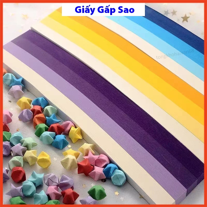 Giấy gấp sao dài 24cm 540 tờ , giấy origami nhiều màu dạ quang nhiều lựa chọn