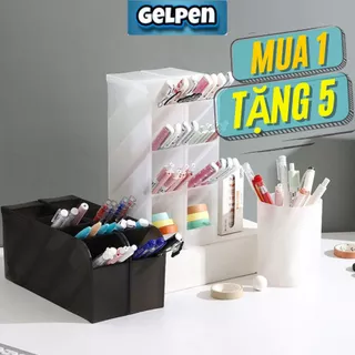 Kệ đựng bút GelPen kệ bút ống đựng bút 4 ngăn basic BW hộp cắm bút để bàn nhiều ngăn Muji văn phòng phẩm